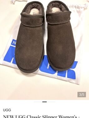UGG Women's Brown Suede Shearling-Lined Slippers